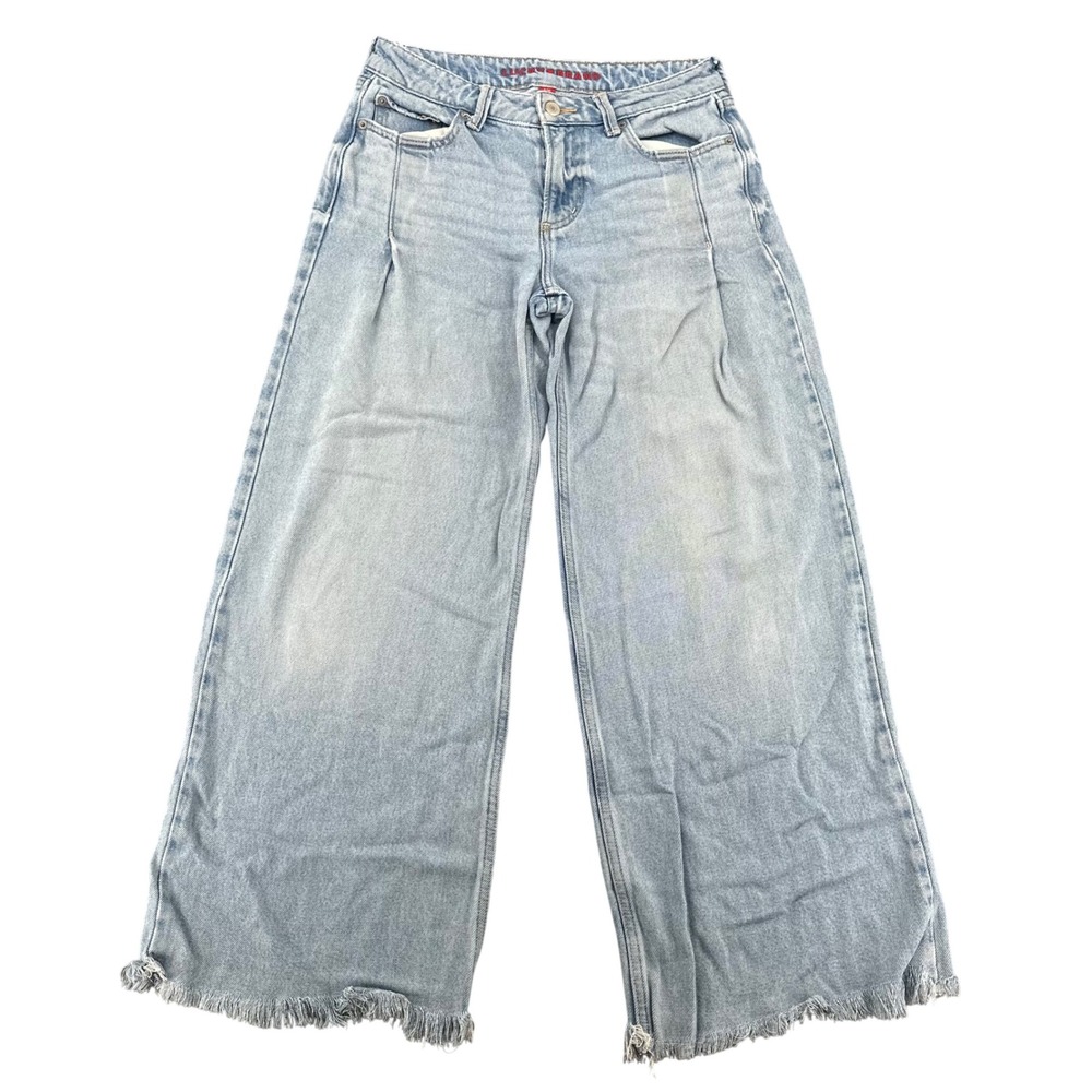 Lucky Brand Palazzo Wide Leg Jeans Light Wash Frayed Hem Womens 0/25